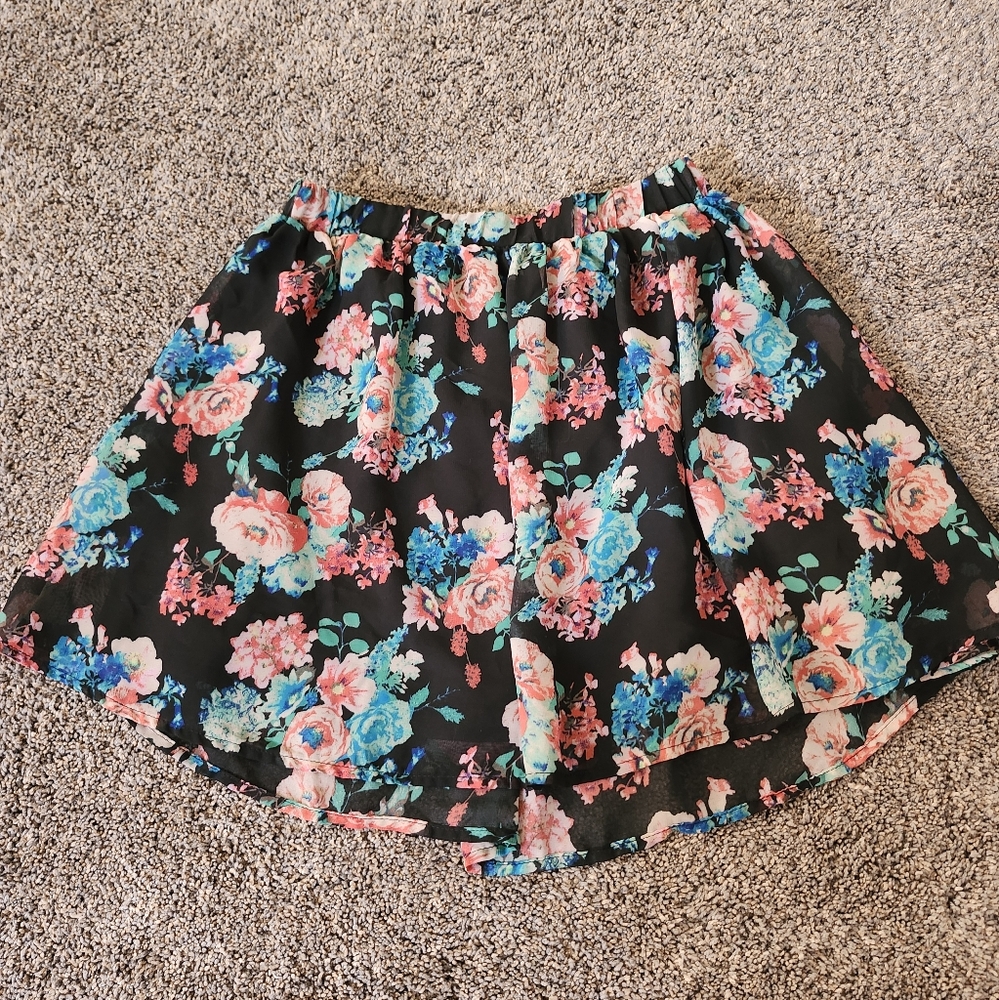 Black Floral Skirt